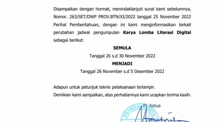 Perpanjangan Lomba Literasi Digital Hingga Tanggal 5 Desember 2022